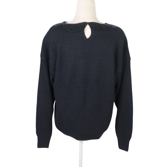 Vintage 90s IB Diffusion black angora knit sequin circle sweater L - Picture 4 of 5